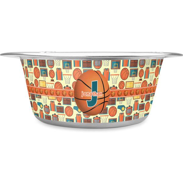 Custom Basketball Stainless Steel Dog Bowl - Large (Personalized)