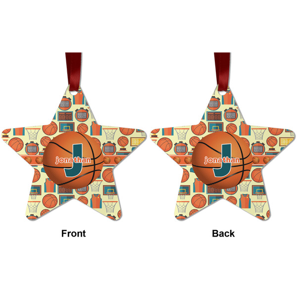 Basketball Metal Star Ornament - Front and Back