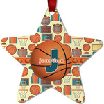 Basketball Metal Star Ornament - Double Sided w/ Name or Text