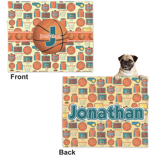 Basketball Microfleece Dog Blanket - Large- Front & Back