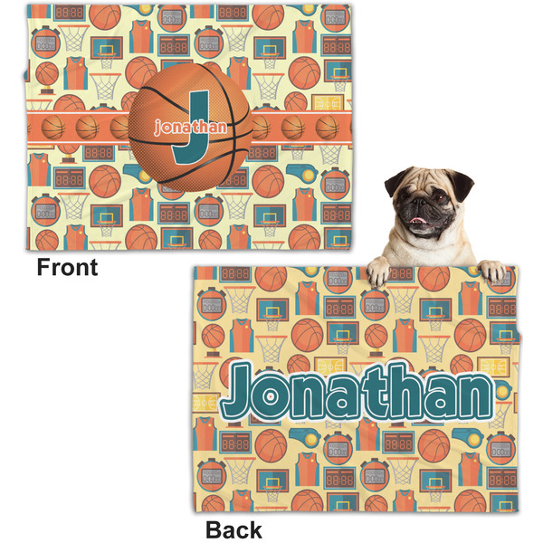 Basketball Microfleece Dog Blanket - Regular - Front & Back