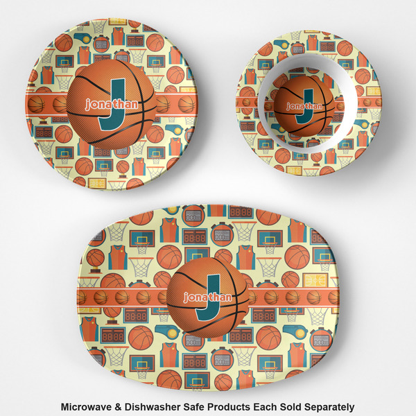 Basketball Microwave & Dishwasher Safe CP Plastic Dishware - Group