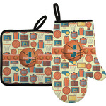 Basketball Right Oven Mitt & Pot Holder Set w/ Name or Text