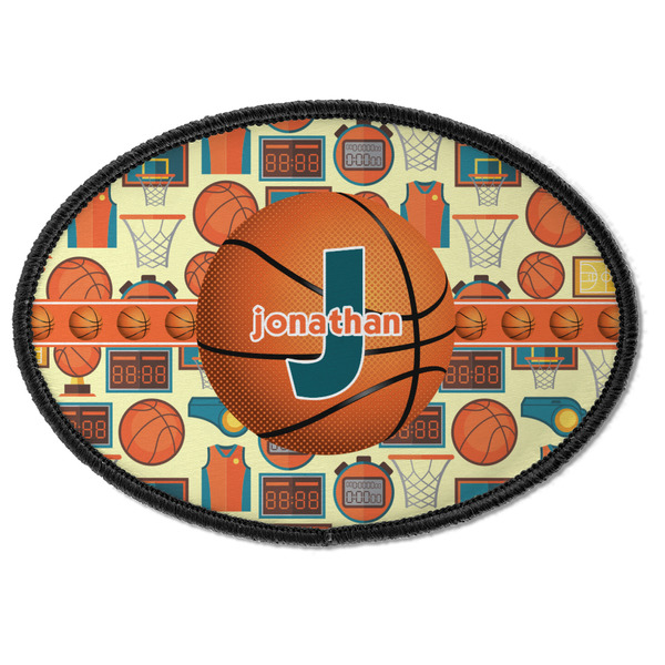 Custom Basketball Iron On Oval Patch w/ Name or Text
