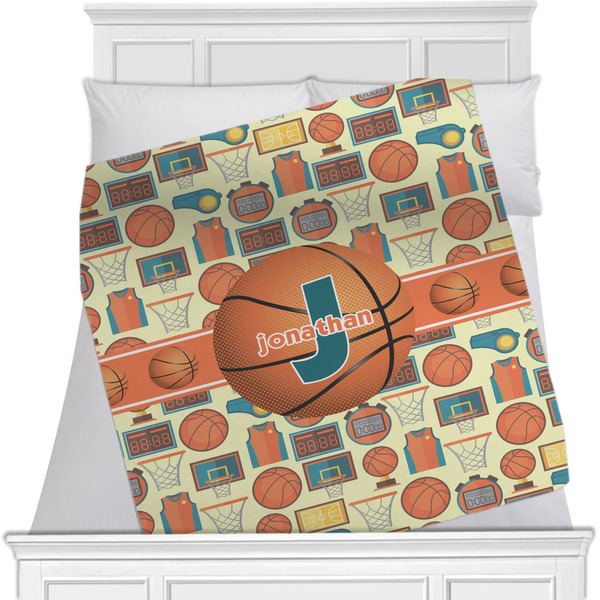 Custom Basketball Minky Blanket - Toddler / Throw - 60"x50" - Double Sided (Personalized)