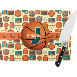 Basketball Rectangular Glass Cutting Board - Medium - 11"x8" (Personalized)