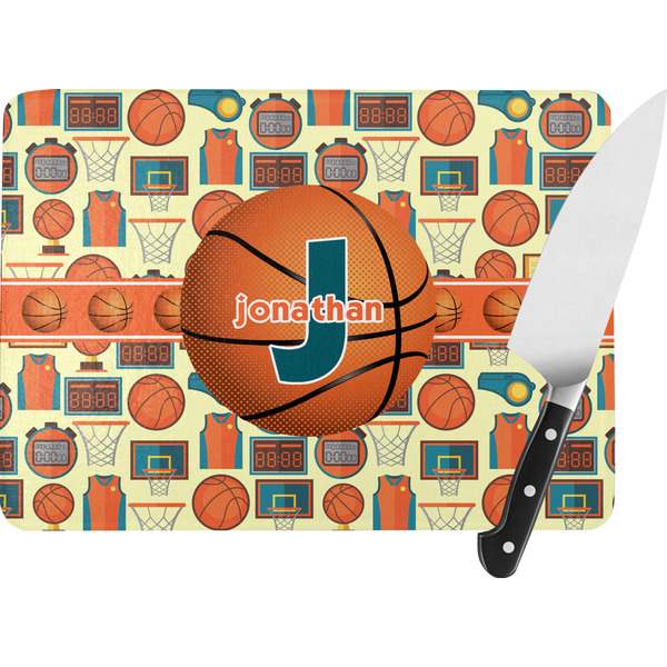 Custom Basketball Rectangular Glass Cutting Board (Personalized)