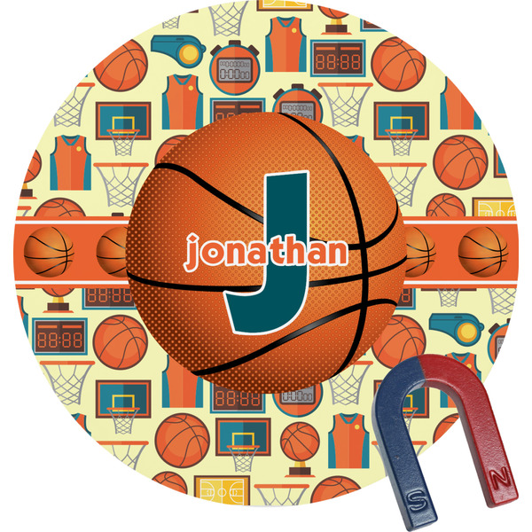 Custom Basketball Round Fridge Magnet (Personalized)