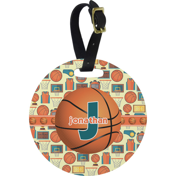 Custom Basketball Plastic Luggage Tag - Round (Personalized)