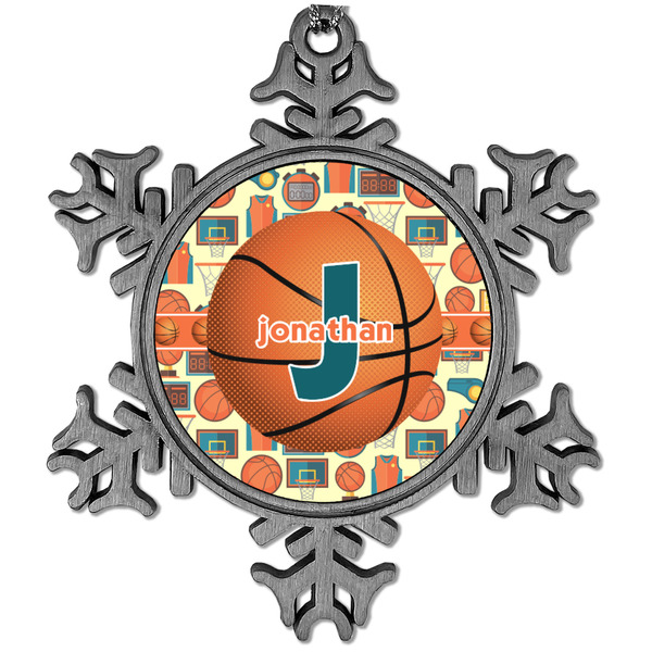 Custom Basketball Vintage Snowflake Ornament (Personalized)