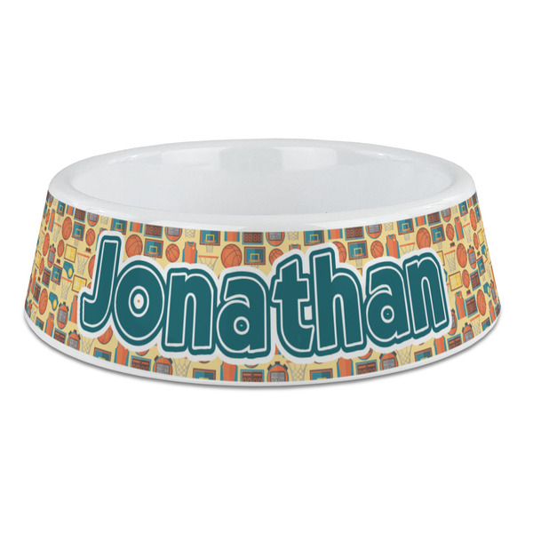 Custom Basketball Plastic Dog Bowl - Large (Personalized)