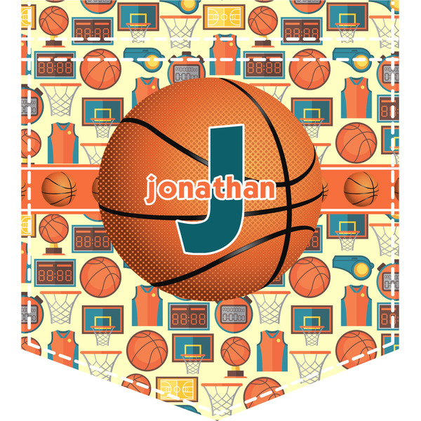 Custom Basketball Iron On Faux Pocket (Personalized)