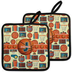 Basketball Pot Holders - Set of 2 w/ Name or Text