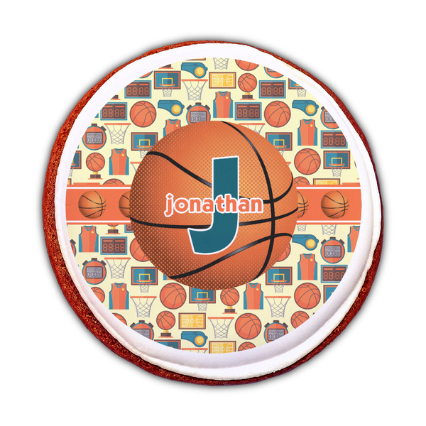 Basketball Printed Icing Circle - Medium - On Cookie