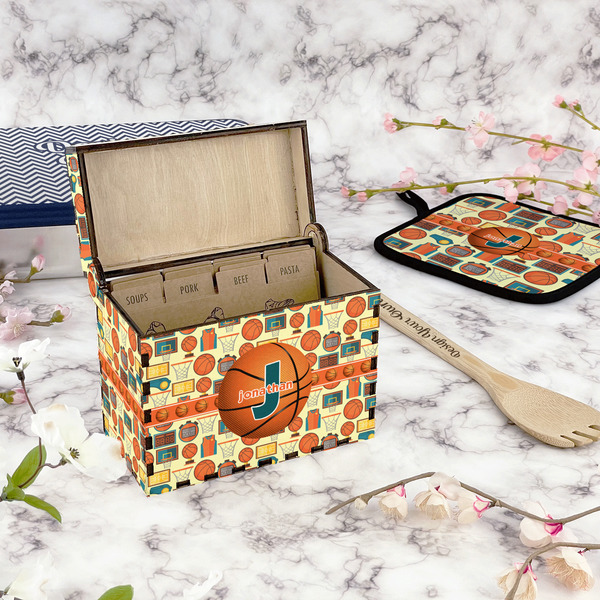Basketball Recipe Box - Full Color - In Context