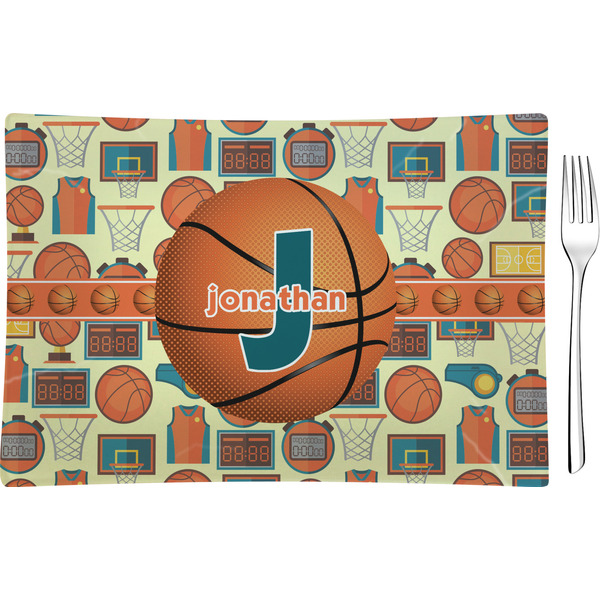 Custom Basketball Rectangular Glass Appetizer / Dessert Plate - Single or Set (Personalized)