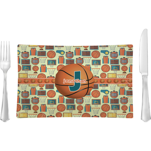 Custom Basketball Rectangular Glass Lunch / Dinner Plate - Single or Set (Personalized)