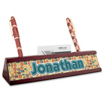 Basketball Red Mahogany Nameplate with Business Card Holder (Personalized)