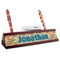 Basketball Red Mahogany Nameplates with Business Card Holder - Angle