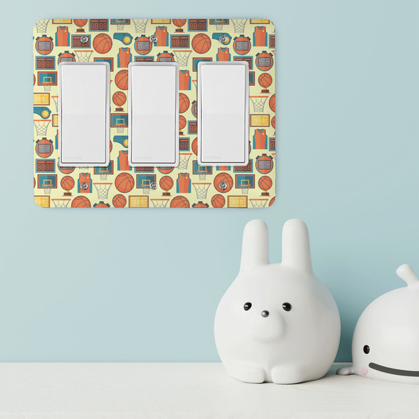 Basketball Rocker Light Switch Covers - Triple - IN CONTEXT