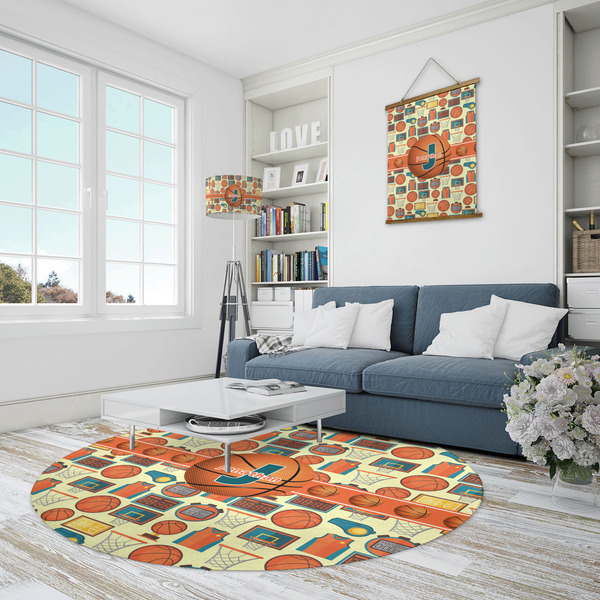 Basketball Round Area Rug - IN CONTEXT