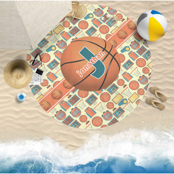Basketball Round Beach Towel Lifestyle