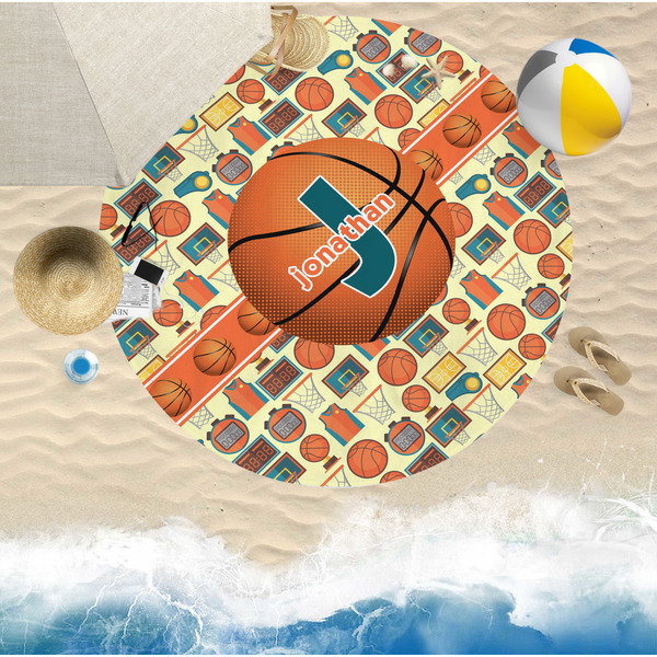 Basketball Round Beach Towel Lifestyle