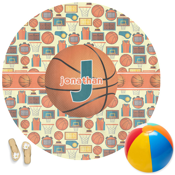 Custom Basketball Round Beach Towel (Personalized)