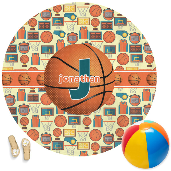 Custom Basketball Round Beach Towel (Personalized)