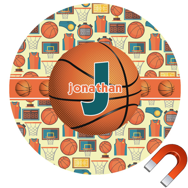 Custom Basketball Round Car Magnet - 10" (Personalized)