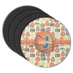 Basketball Round Rubber Backed Coasters - Set of 4 (Personalized)