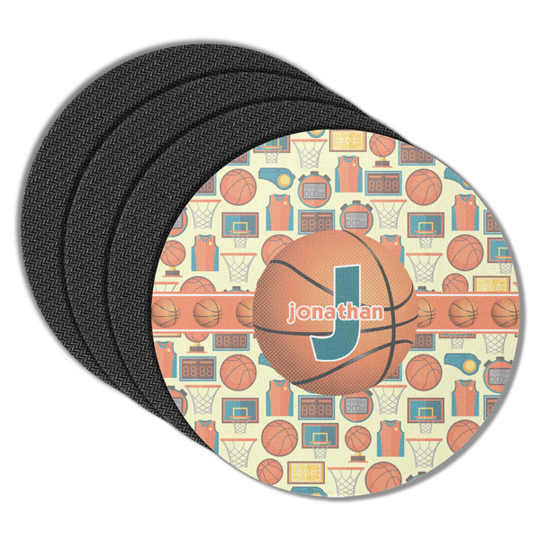 Custom Basketball Round Rubber Backed Coasters - Set of 4 (Personalized)