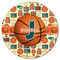 Basketball Round Fridge Magnet - FRONT