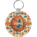 Basketball Round Plastic Keychain (Personalized)