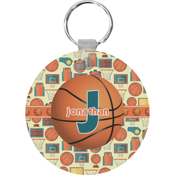 Custom Basketball Round Plastic Keychain (Personalized)