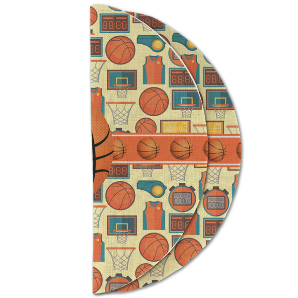 Basketball Round Linen Placemats - HALF FOLDED (double sided)