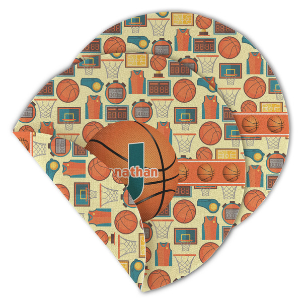 Basketball Round Linen Placemats - MAIN (Double-Sided)