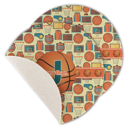 Basketball Round Linen Placemat - Single Sided - Set of 4 (Personalized)