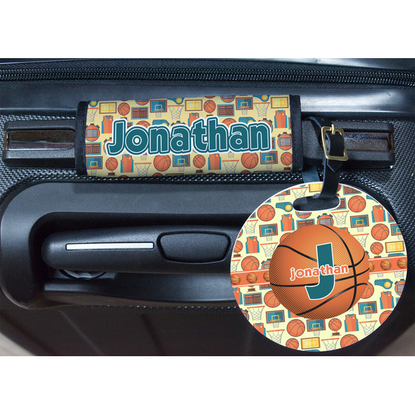 Basketball Round Luggage Tag & Handle Wrap - In Context
