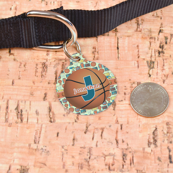 Basketball Round Pet ID Tag - Large - In Context