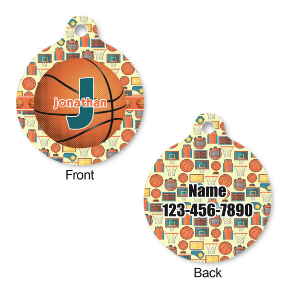 Basketball Round Pet Tag - Front & Back