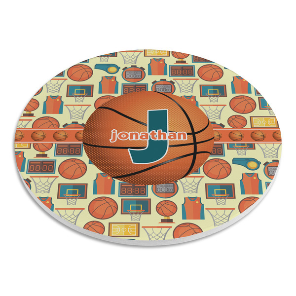 Basketball Round Stone Trivet - Angle View