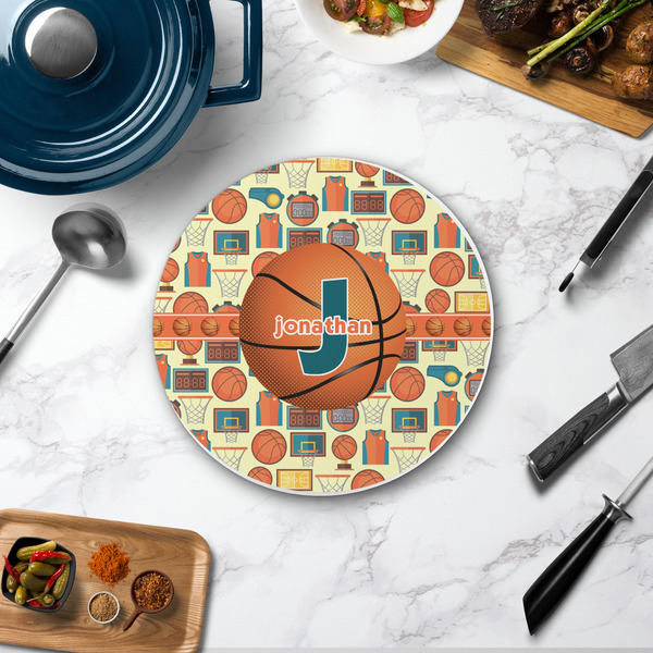 Basketball Round Stone Trivet - In Context View