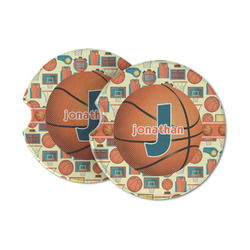 Basketball Sandstone Car Coasters - Set of 2 (Personalized)
