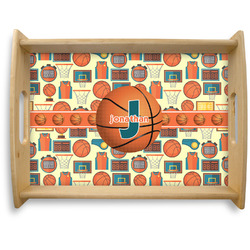 Basketball Natural Wooden Tray - Large (Personalized)