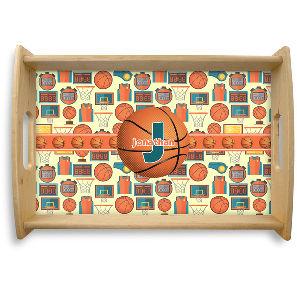 Custom Basketball Natural Wooden Tray - Small (Personalized)