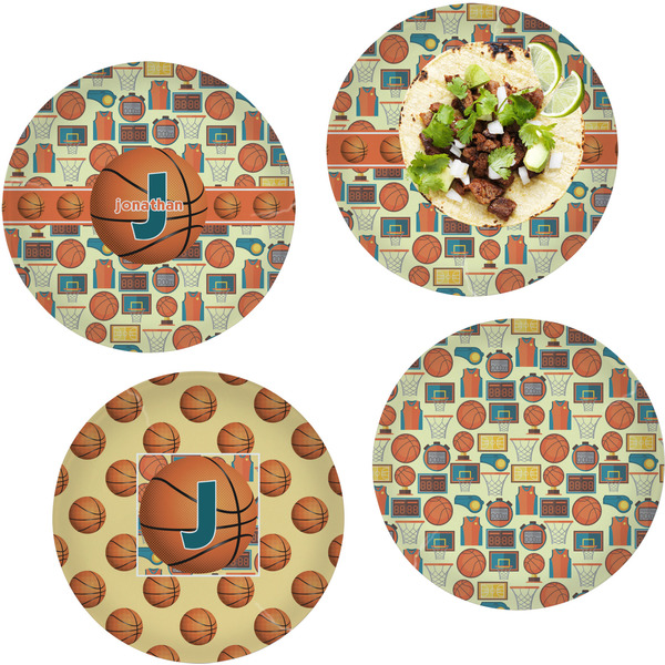 Custom Basketball Set of 4 Glass Lunch / Dinner Plate 10" (Personalized)