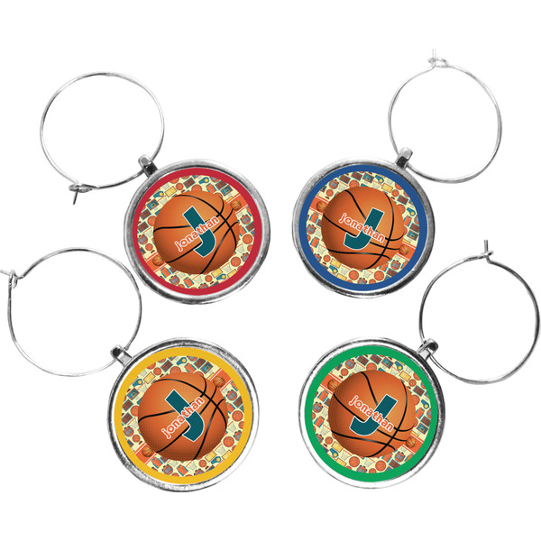 Custom Basketball Wine Charms (Set of 4) (Personalized)