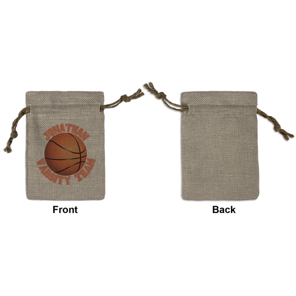 Basketball Small Burlap Gift Bag - Front Approval