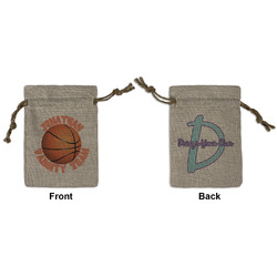 Basketball Small Burlap Gift Bag - Front & Back (Personalized)